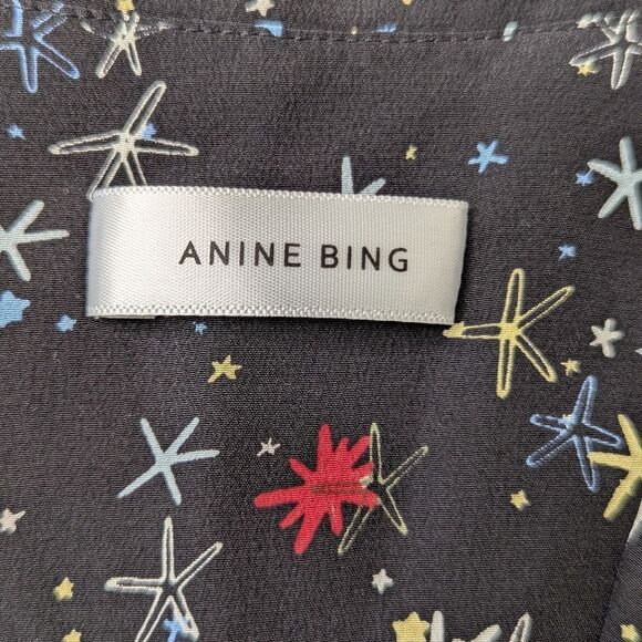 Anine Bing Silk Seastar Preppy Coastal Nautical Whimsigoth Beach Girl Top S - Picture 8 of 10